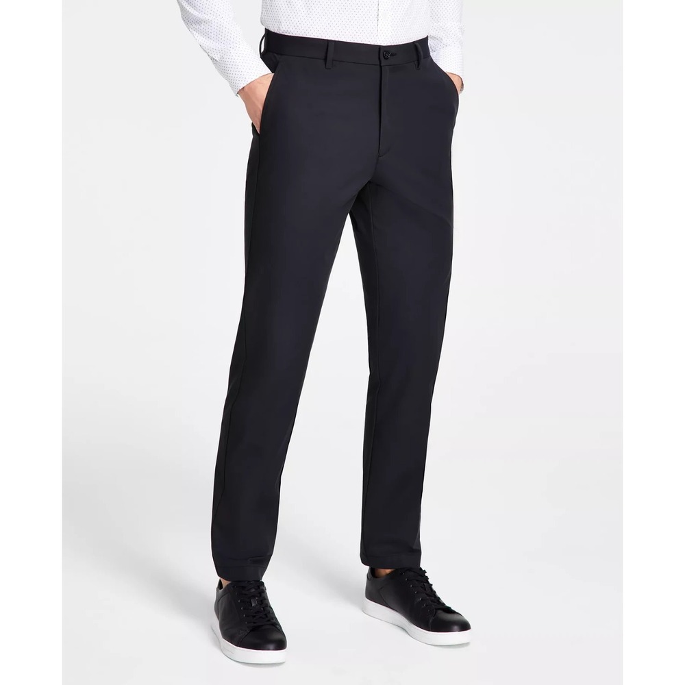 Michael Kors Men's Classic-Fit Cotton-Blend Dress Pants Black Size 36W 32L‎